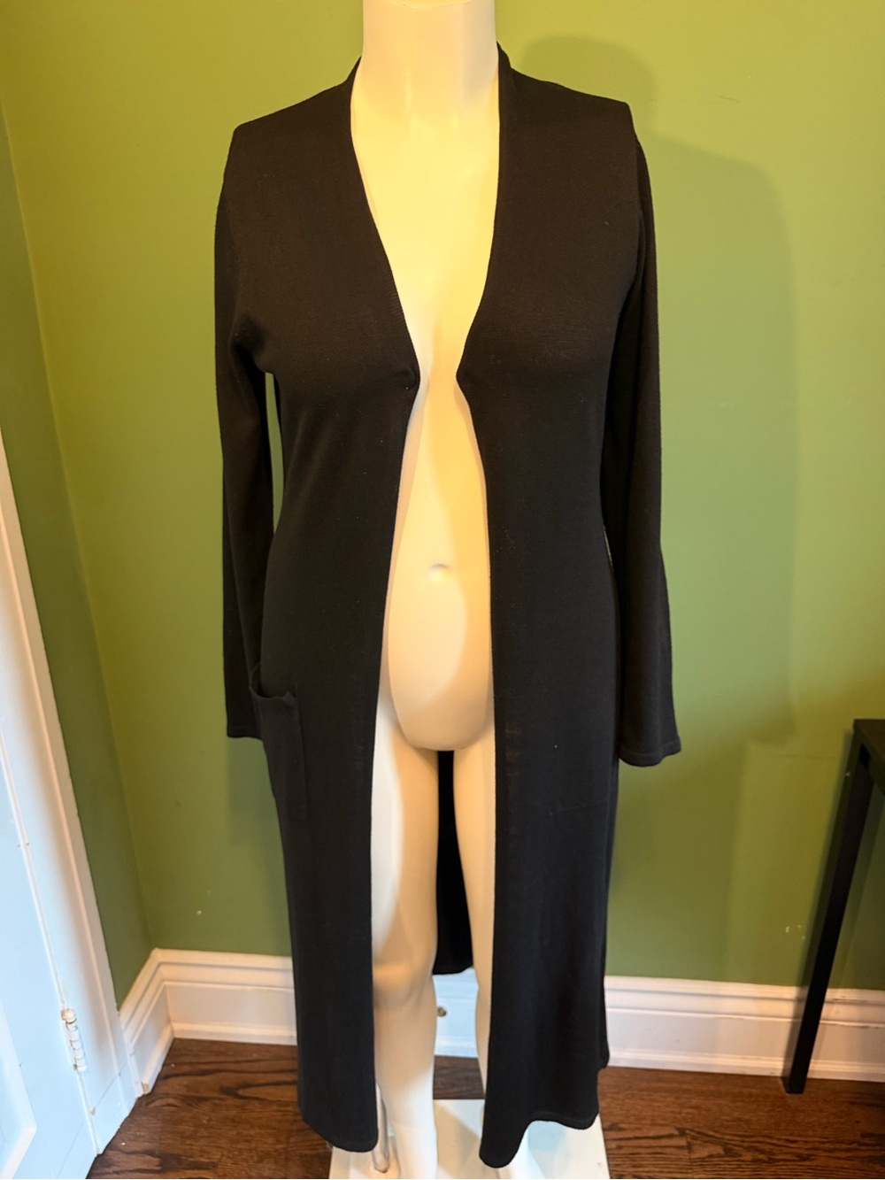 Cyrus Black Duster rOpen-Front Long Knit Cardigan - Women Sweater small